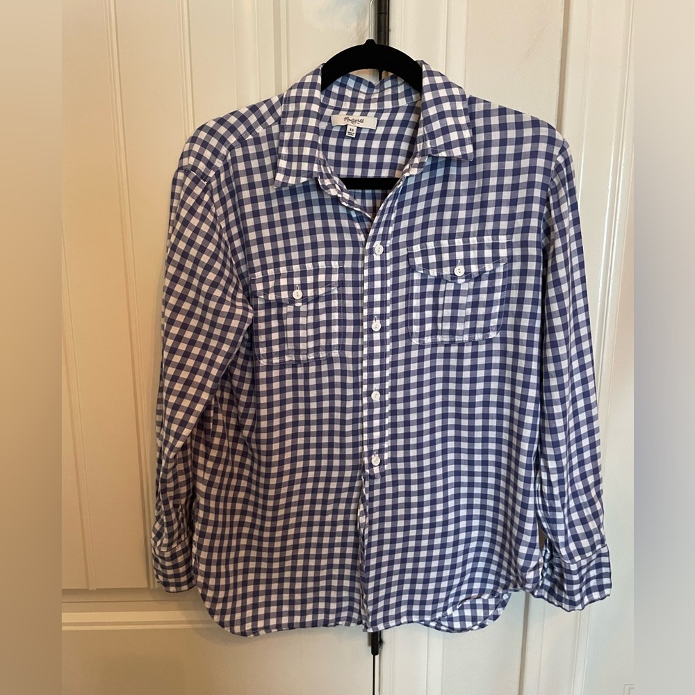 Madewell Blue Plaid Button down cotton shirt xs